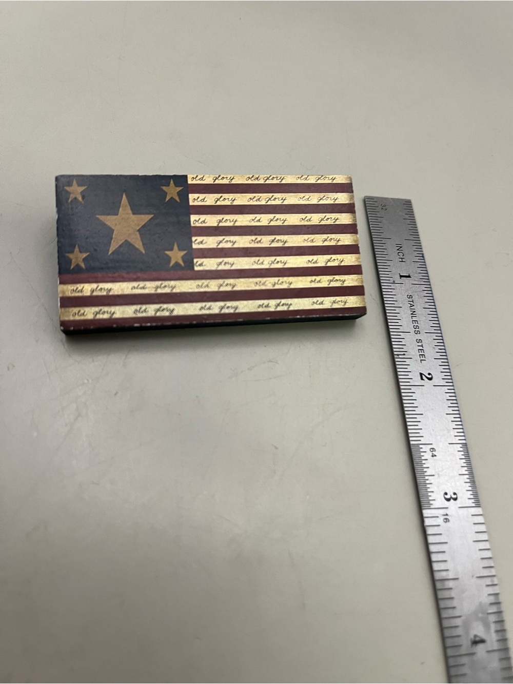 Vintage Wooden Patriotic Flag Brooch Old Glory USA Heart Handmade Primitive - Picture 3 of 7